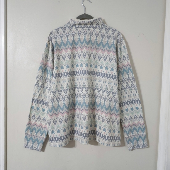 FREE COUNTRY Fleece 1/4 Zip Fair Isle Long Sleeve Pullover, Pastel Colors, XXL - Picture 11 of 16